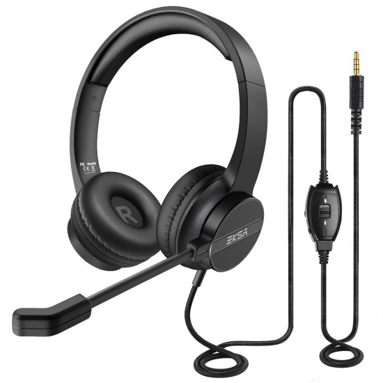 H12 3.5mm Wired Headphones with Microphone On-Ear Gaming Headset Gamer for PC/PS4/Xbox Call Centre/Traffic/Computer Headset