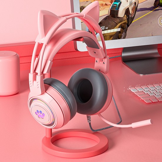 G25 Gaming Headphone 3.5mm+ USB Wired Headset 50mm Large Drivers Colorful Light Cute Headset with Mic