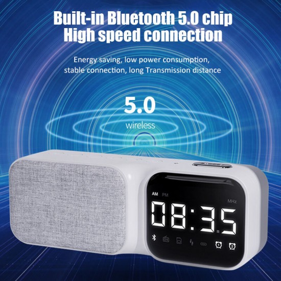 HF16 5W bluetooth 5.0 Speaker Portable Speaker HiFi Stereo Subwoofer Surround Sound 1200mAh Battery Digital Display FM Radio Alarm Clock Support AUX TF Card Play Outdoor Wireless Speaker