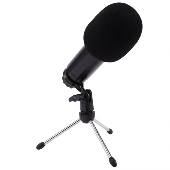 BM-750USB Professional Universal HD Live Streaming USB Condenser Wired Microphone with Sound Card Tripod Stand for Samsung PC Laptop