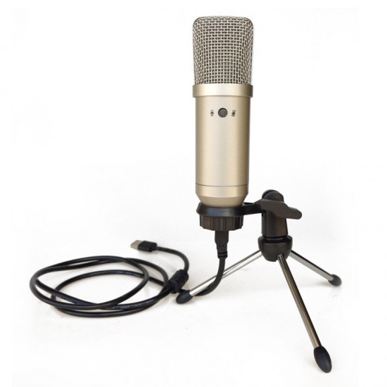 BM-750USB Professional Universal HD Live Streaming USB Condenser Wired Microphone with Sound Card Tripod Stand for Samsung PC Laptop