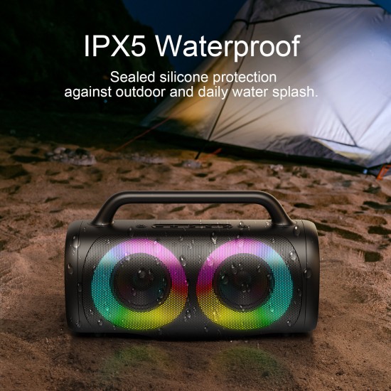 JR-MW02 40W bluetooth Speaker Wireless Speakers RGB Lights 2400mAh Big Battery TF Card AUX Portable Outdoor Speaker with Mic