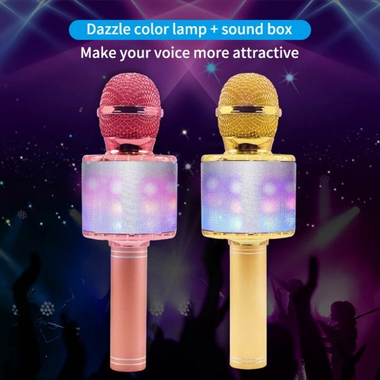 Karaoke 858L microphone with LED Lights, bluetooth, Studio microphone, Corner Recorder