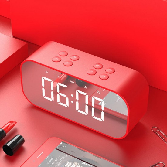 BT501 Wireless bluetooth 5.0 Speaker Dual Alarm Clock LED Display Stereo TF Card Mic Speaker