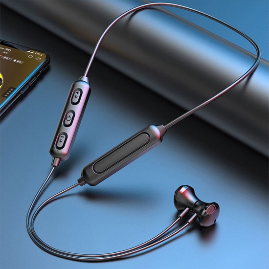 LP-BT95 TWS bluetooth 5.0 Earphone HiFi Stereo Deep Bass IPX5 Waterproof Auto Pairing Smart Magnet Flexible Silicone Neck-mounted Semi-in-ear Sports Headphone