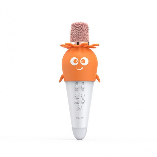 K5 Children's Wireless Bluetooth Condenser Microphone Karaoke Stereo Mic Carrot Design for Smartphone PC