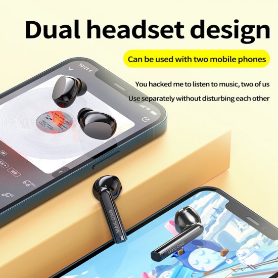 MC BH207 TWS bluetooth 5.2 Earbuds with Two Pairs AAC HiFi Stereo Earphone 1200mAh Long Endurance Headphones with Mic