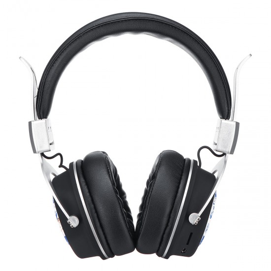 MH5 Wireless bluetooth 5.0 Headphone Foldable Pattern 3D Stereo TF Card AUX Headphone with Mic