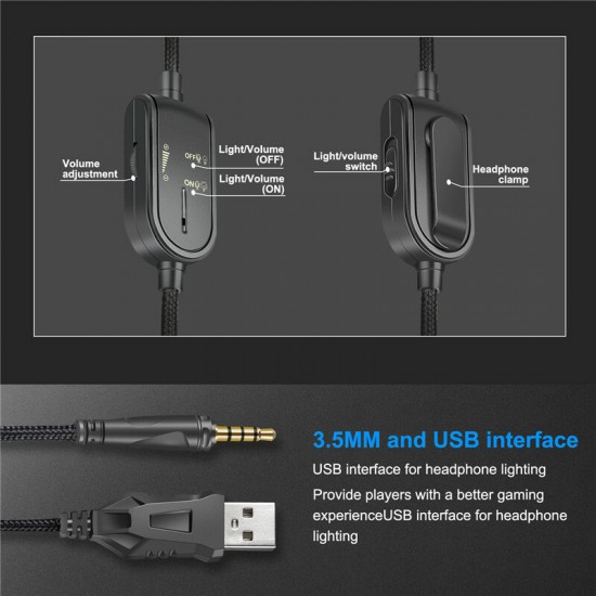 K8 Gaming Headset Wired Stereo Headphones Noise-canceling LED Light Earphone for PS4 XBox PC Laptop Tablet