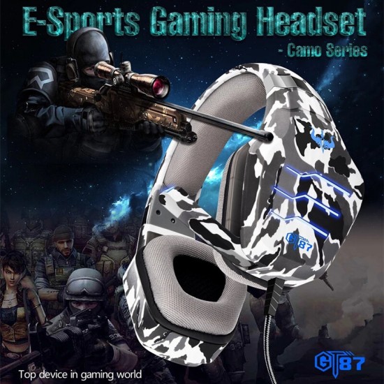 GT87 Wired Gaming Headset E-Sports with Microphone LED Stereo Surround HiFi Headphone for PC Laptop Gamer