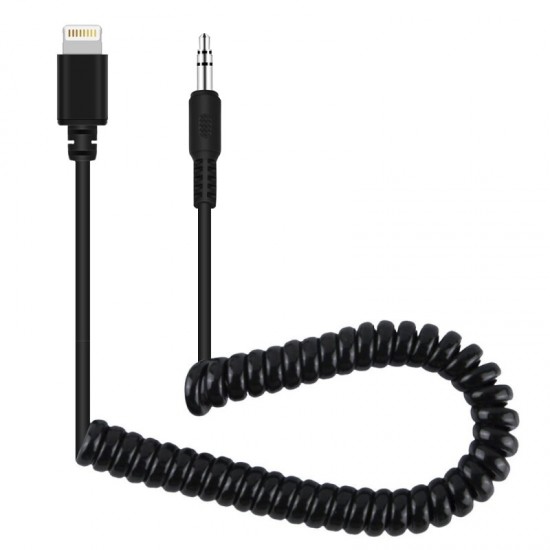 PU514 3.5mm TRRS Male to 8 Pin Live Microphone Audio Adapter Spring Coiled Cable for DJI OSMO Pocket Smartphones Cable Stretching to 100cm