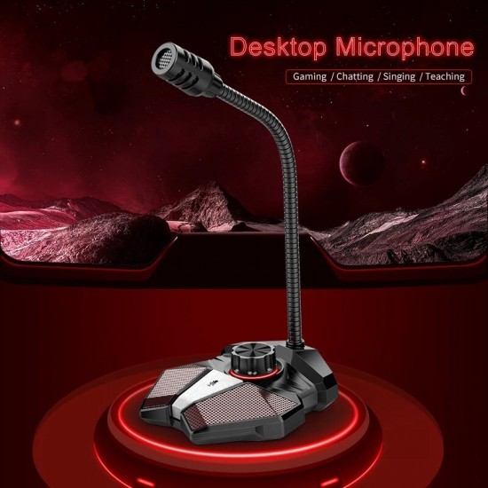 JK 360 Degree Bending Professional Desktop Microphone With Stand for Gaming Singing Conference, for Mobile USB Desktop Microphone