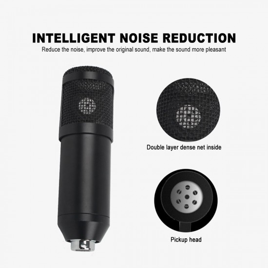 Professional Intelligent Noise Reduction USB Condenser Microphone with Shock Mount