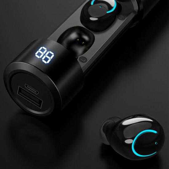 Q19 TWS Wireless bluetooth 5.0 Earbuds Smart Touch CVC8.0 Noise Cancelling Earphone with 2500mAh Power Bank Charging Box