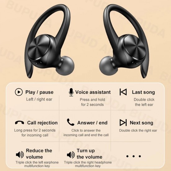 R200 TWS Earbuds bluetooth Wireless Headphones with Mic IPX5 Waterproof Ear Hooks bluetooth Earphones HiFi Stereo Music Earbuds