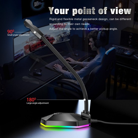 RGB Computer Microphone Wired Microphone Gaming Microphone Desktop Laptop USB Microphone for Podcast Video Game