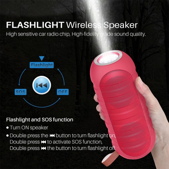 Rixing NR3025L Outdoor Portable Wireless bluetooth 5.0 Flashlight Speaker Stereo HiFi Speakers Support TF