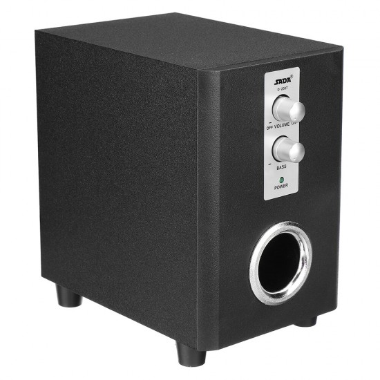 D-200T Home Laptop Audio Multimedia Mini Speaker USB AUX Audio 2.1 Subwoofer bluetooth5.0 Wired 3.5mm Wood Black