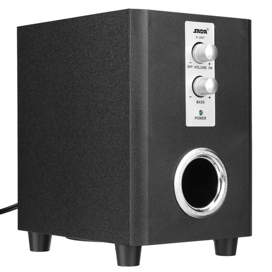 D-200T Home Laptop Audio Multimedia Mini Speaker USB AUX Audio 2.1 Subwoofer bluetooth5.0 Wired 3.5mm Wood Black