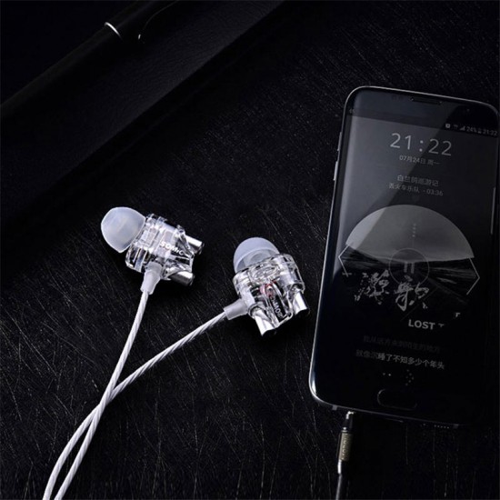 M7 HiFi Dual Dynamic Driver Graphene Earphone 3.5mm Wired Control In-ear Heavy Bass Stereo Earbuds Headphone with Mic