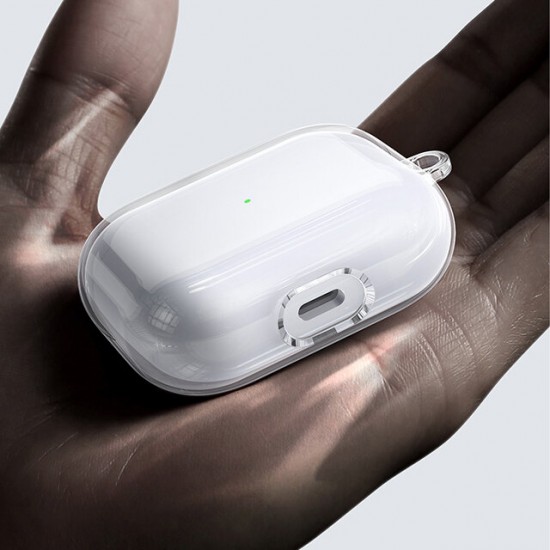 USAMS Ultra-Thin Transparent Anti-Scratch Non-Yellow TPU Earphone Storage Case with Keychain for Apple Airpods 3