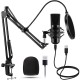 USB 48KHZ/192KHZ Condenser Microphone Cardioid Pattern HiFi Noise Reduction Microphone with Stable Tripod