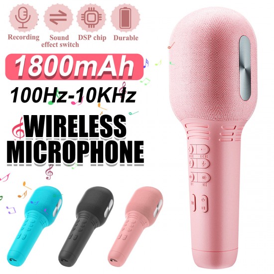 Wireless Microphone bluetooth V5.0 Low Latency 1800mAh Battery Portable Audio Video Recording Mic for Live KTV Fun