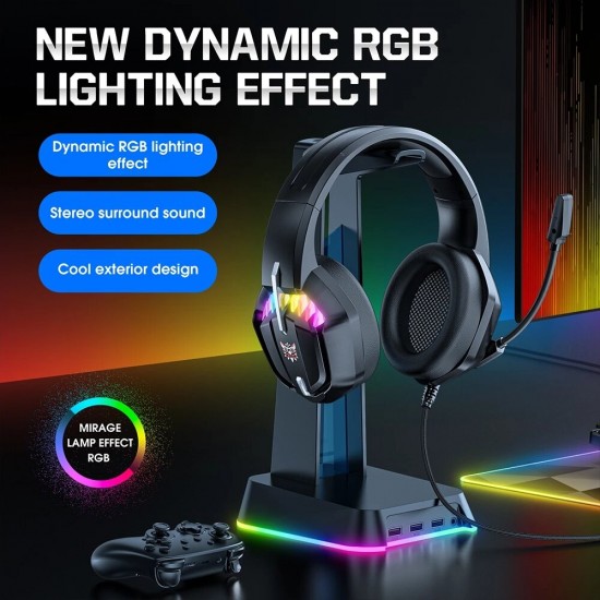 X28 Gaming Headset RGB Gaming Headphone Gamer USB Wired Headphone with Noise Cancelling Microphone For PC PS4/PS5