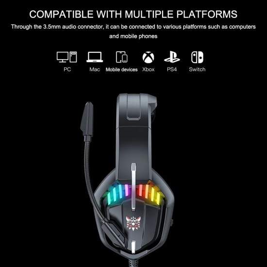 X28 Gaming Headset RGB Gaming Headphone Gamer USB Wired Headphone with Noise Cancelling Microphone For PC PS4/PS5