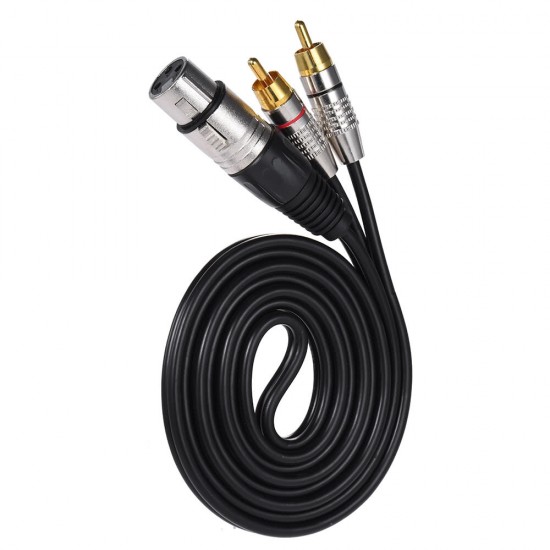 XLR Female to 2 RCA Male Audio Microphone Cable Audio Stereo Mic Cable Speaker Amplifier Mixer Line