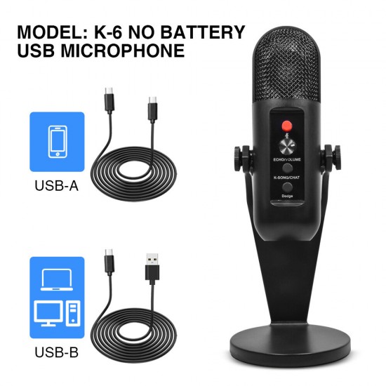 bluetooth V5.0 USB Professional Recording Wireless Microphone 180° Adjustable DSP Noise Reduction Video Singing For Mobile PC Laptop