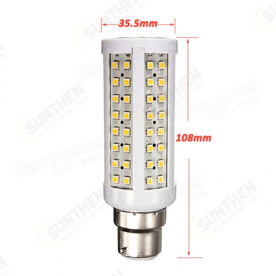 B22 9W Pure White/Warm White 114 SMD 3528 LED Corn Light Bulb 220V