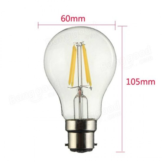 B22 A60 4W LED COB Filament Bulb Eison Vintage Clear Glass Lamp Non-dimmable AC220V