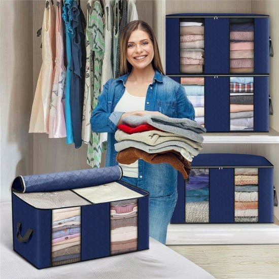 4PCS Large Capacity Clothes Storage Bags Comforter Blanket Closet Organizer Boxes