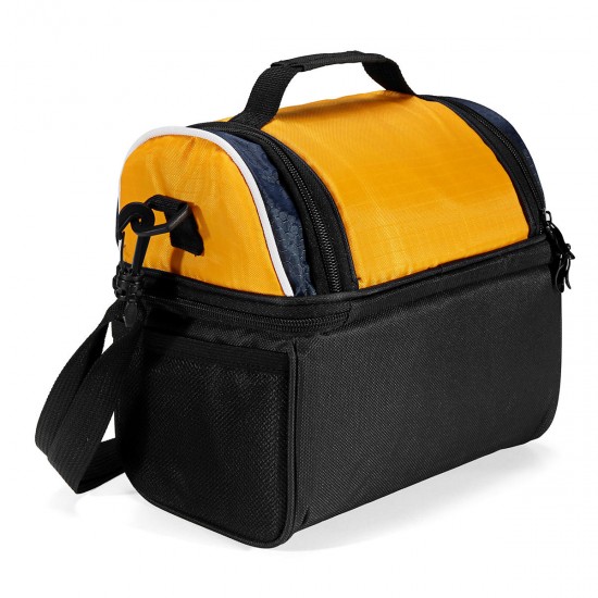 6.7L Picnic Bag Waterproof Lunch Shoulder Bag Portable Dual Compartment Camping Thermal Bag Ice Pack