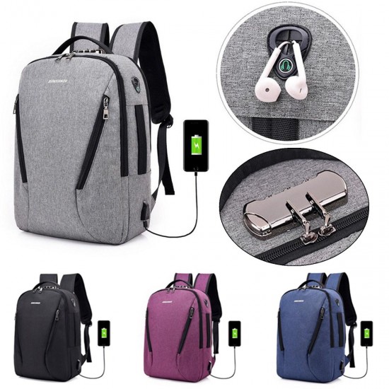 17L Anti-theft Men Women Laptop Notebook Backpack USB Charging Port Lock Travel School Bag