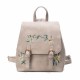 Floral Women Leather Backpack Embroidery School Vintage Bag