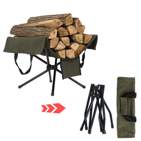 Outdoor Campfire Firewood Rack Collection Bag Aluminum Alloy Lightweight Camping Portable Firewood Storage Bag