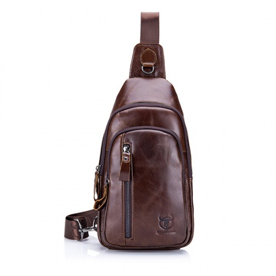 Men Leather Shoulder Bag Leisure Chest Bag Multifunctional Travel Bag Outdoor Sports Climbing Hiking