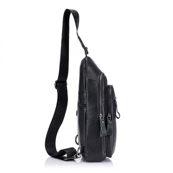 Men Leather Shoulder Bag Leisure Chest Bag Multifunctional Travel Bag Outdoor Sports Climbing Hiking