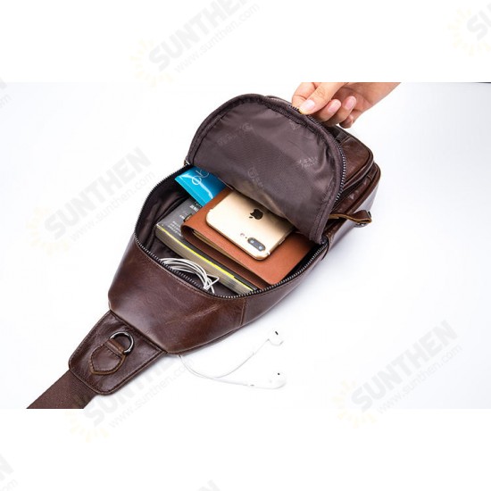 Men Leather Shoulder Bag Leisure Chest Bag Multifunctional Travel Bag Outdoor Sports Climbing Hiking