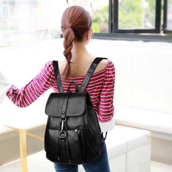 Soft PU Leather Backpack Ladies Casual Shoulder Bag Outdoor Hunting Travel Rucksack