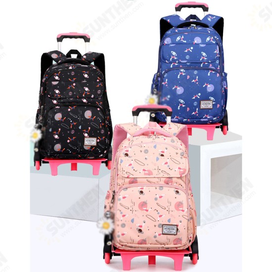 2/6 Wheels Kids Travel Trolley Backpack Rolling Luggage Backpack School Wheeled Bag for Children