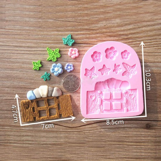 Plants Wooden Window Liquid Silicone Mold Fondant Cake Decorating Mould