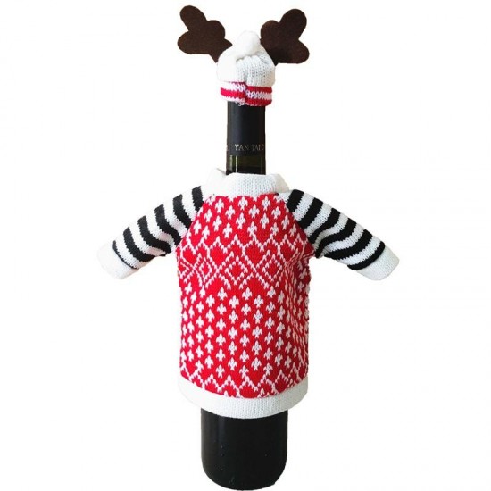 Christmas Wine Bottle Cover Christmas Decoration for Home Christmas Deer Elk Red Wine Champagne Bott