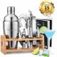 Cocktail Set Godmorn Stainless Steel Cocktail Shaker Set 14 Piece with Better Bamboo Stand