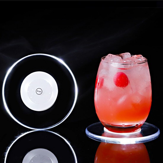 LED Light Color Change Drink Cup Holder Mat Club Party Pad Barware Sticker Decor