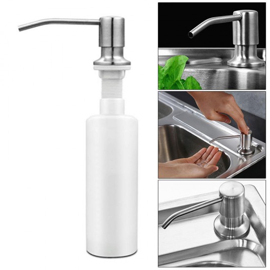 300ml Stainless Steel Sink-Mounted Liquid Soap Dispenser Kitchen Bathroom Bottle