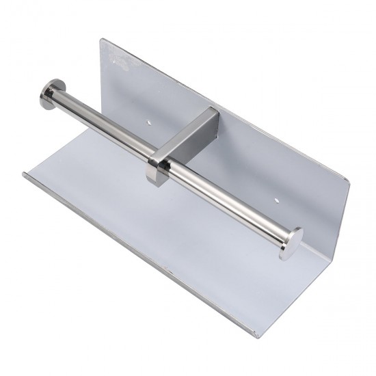 Stainless Steel Toilet Paper Double Roll Holder Bathroom Wall Mount Paper Shelf Holder Home