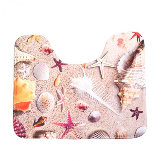 3 Sets Starfish Shell Toilet Carpet Bathroom Non-Slip Pad Toilet Seat Cushion Fabric